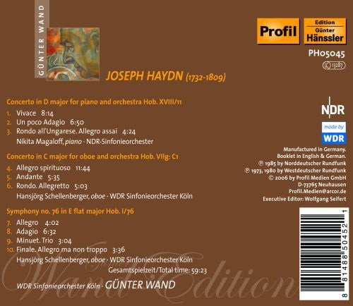 Günter Wand - Wand-Edition: Concerto for Piano Oboe & Orchestra Music CD