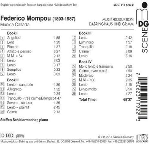 Mompou / Schleiermacher - Musica Callada Music CD