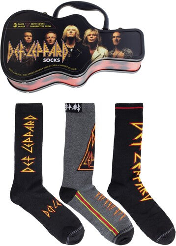 Perri's Def Leppard Socks 3 Pack Guitar Shape Tin - Apparel