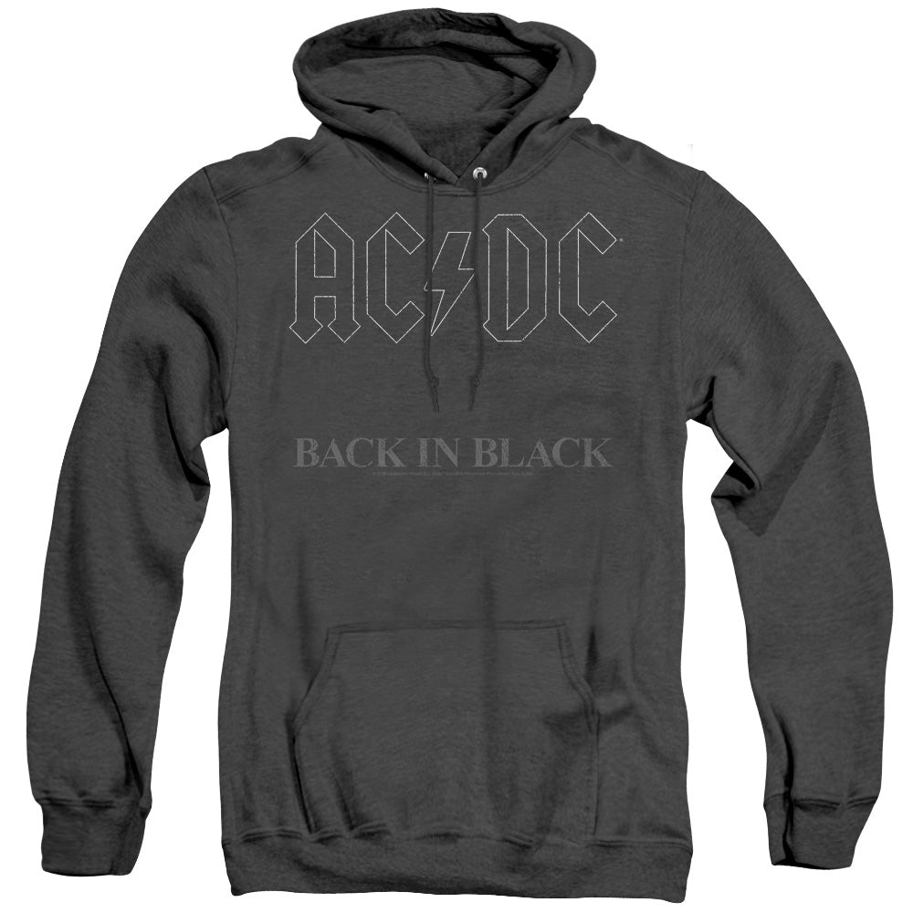 AC/DC Back In Black Heather Mens Hoodie Black Officially Licensed