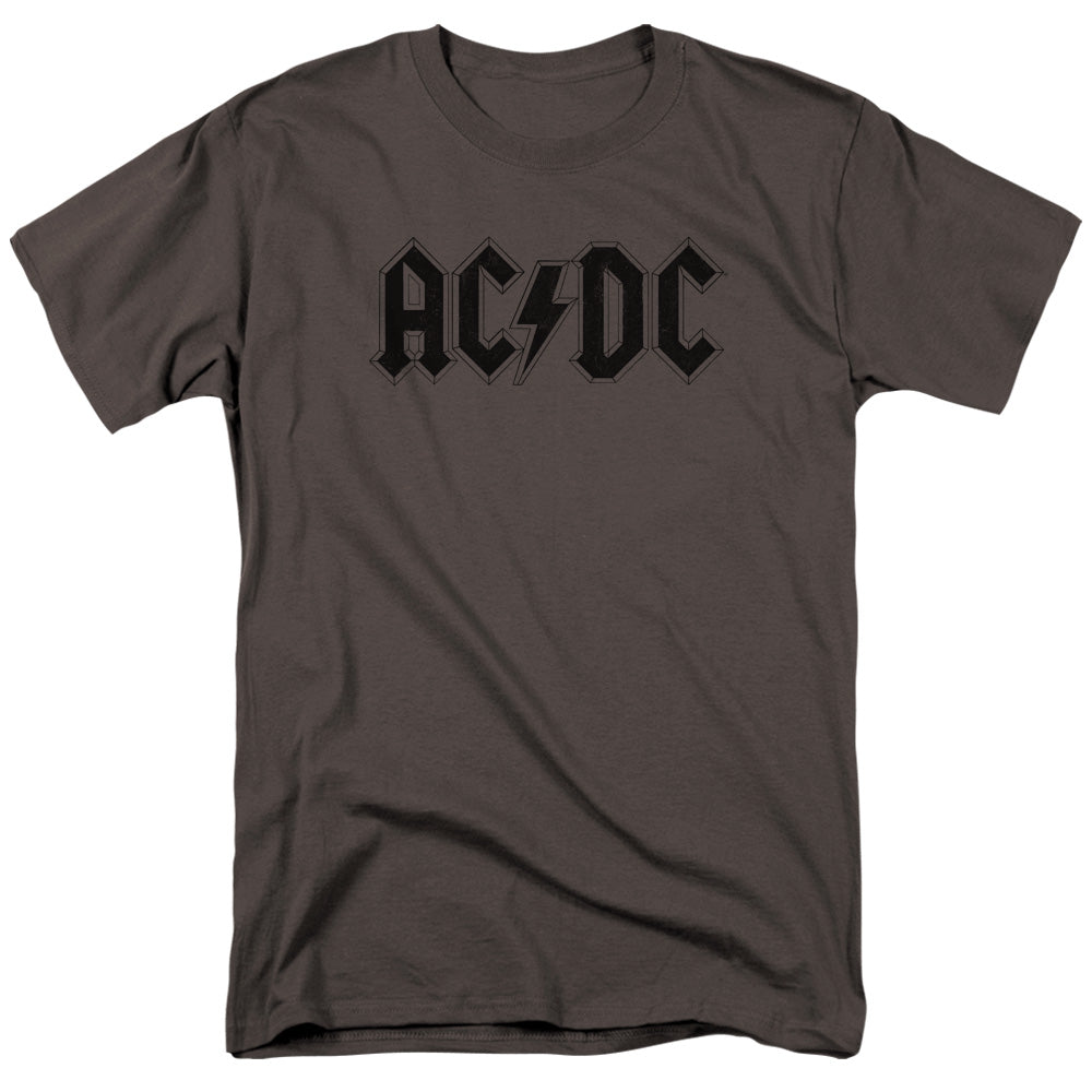 AC/DC Worn Logo Mens T Shirt Charcoal Officially Licensed