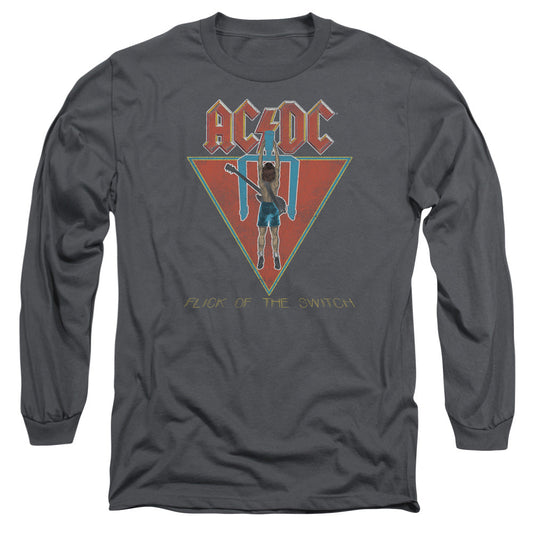 AC/DC Flick Of The Switch Mens Long Sleeve Shirt Charcoal Officially Licensed