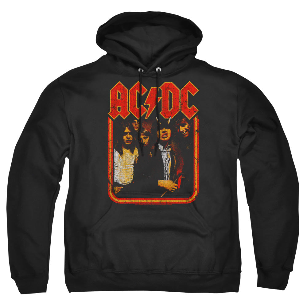 AC/DC Group Distressed Mens Hoodie Black Officially Licensed