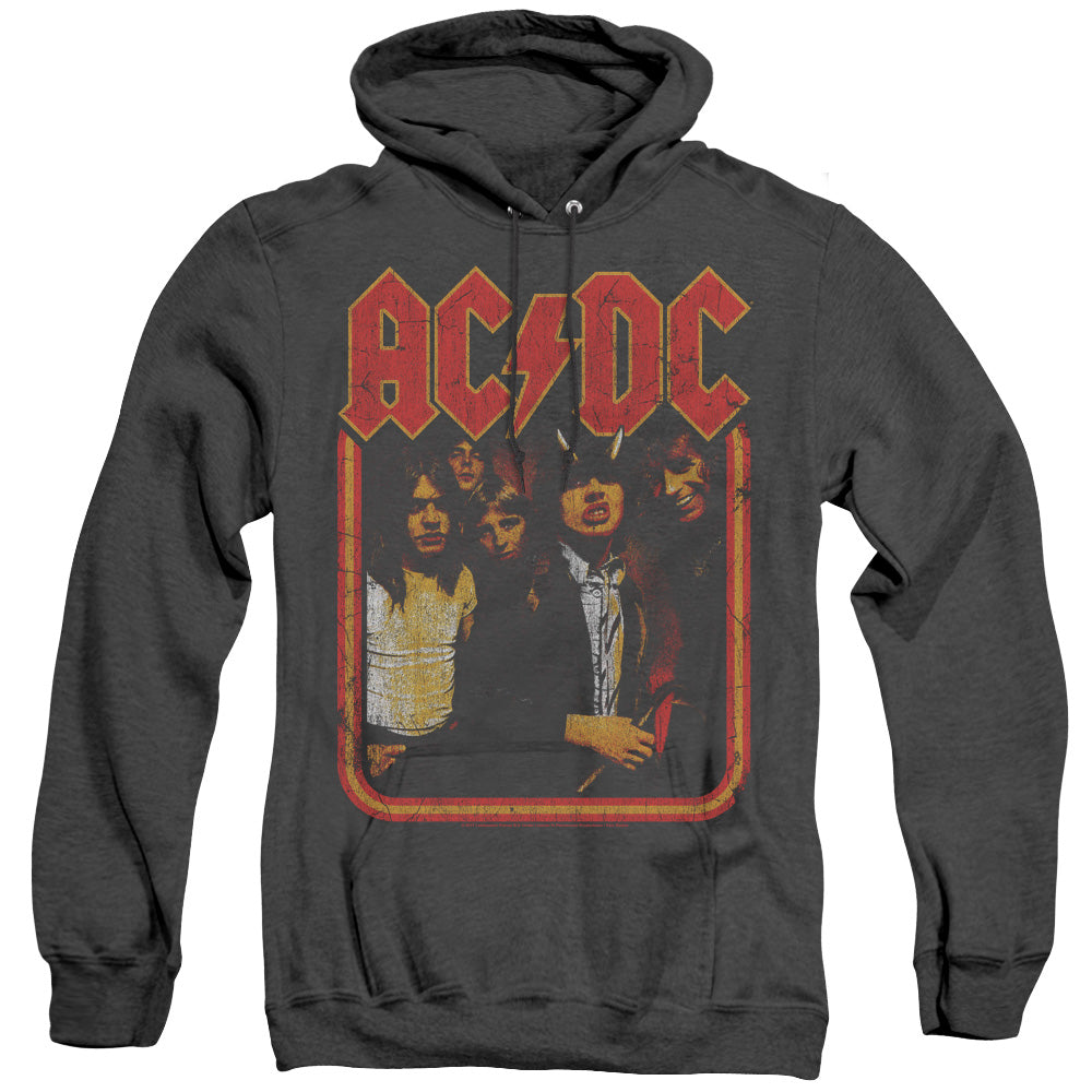 AC/DC Group Distressed Heather Mens Hoodie Black Officially Licensed
