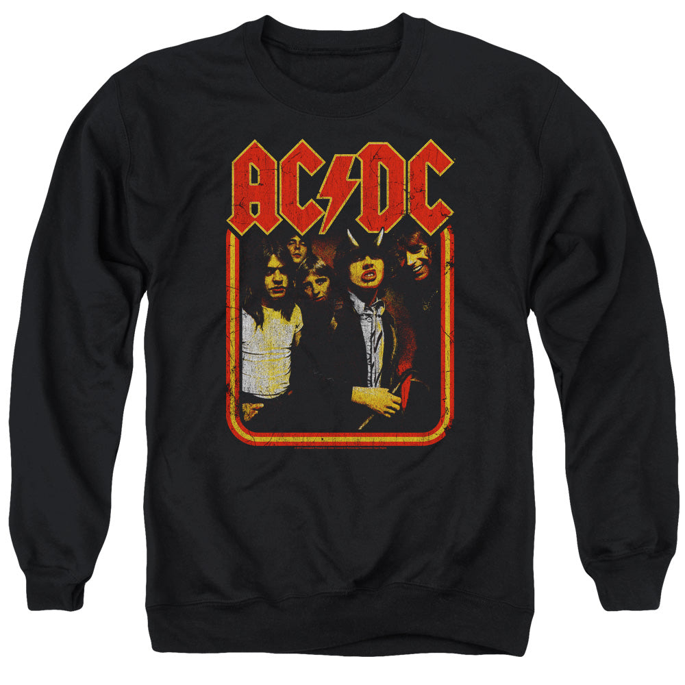Acdc Group Distressed Mens Crewneck Sweatshirt Black