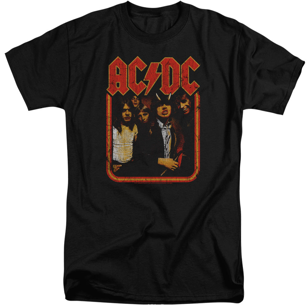 AC/DC Group Distressed Mens Tall T Shirt Black Officially Licensed