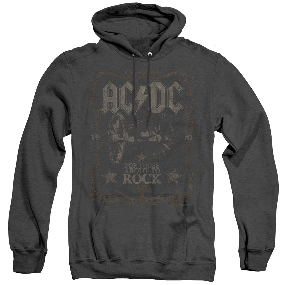 AC/DC Rock Label Heather Mens Hoodie Black Officially Licensed