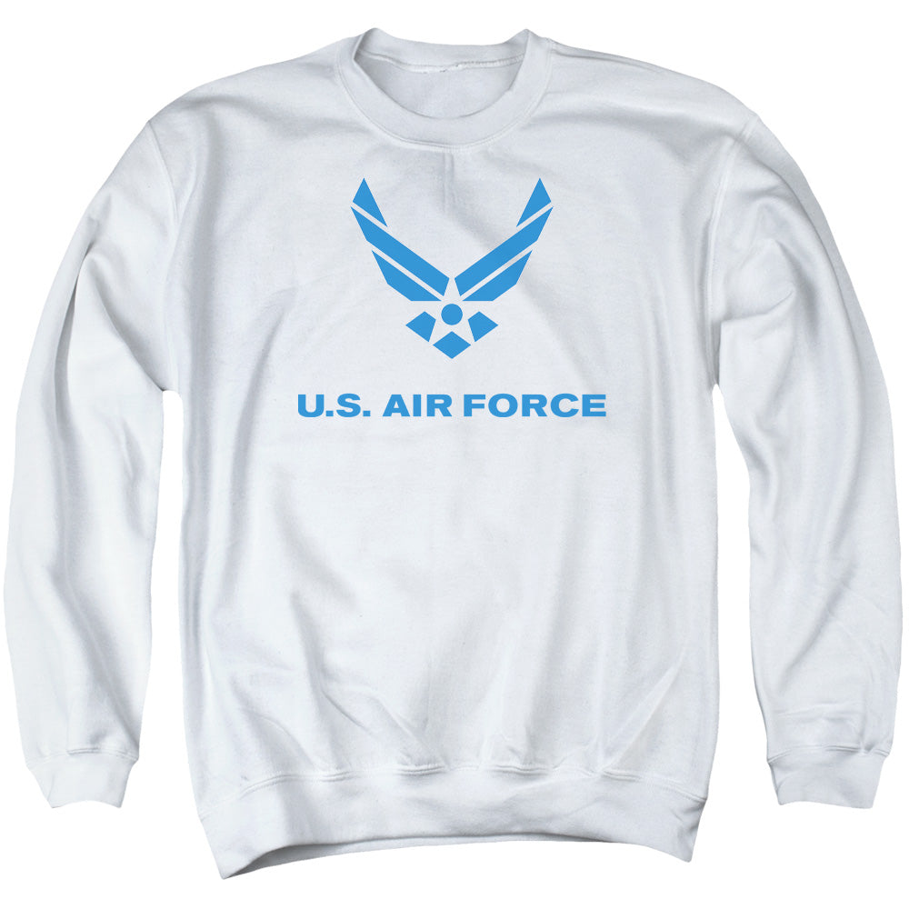 Air Force Distressed Logo Mens Crewneck Sweatshirt White