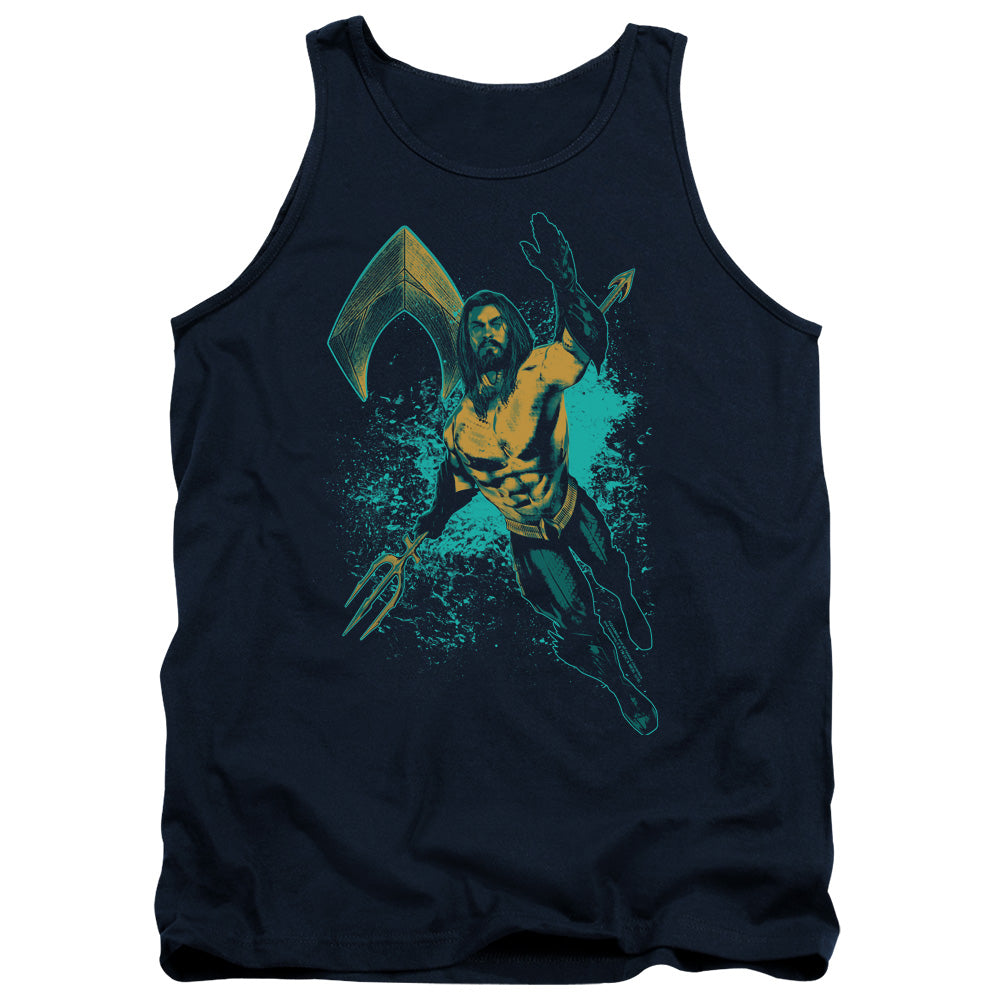 Aquaman Movie Make A Splash Mens Tank Top Shirt Navy Blue Officially Licensed