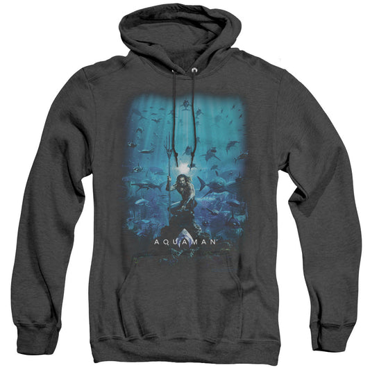 Aquaman Movie Poster Mens Heather Hoodie Black Officially Licensed