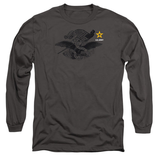 Army Left Chest Mens Long Sleeve Shirt Charcoal Officially Licensed