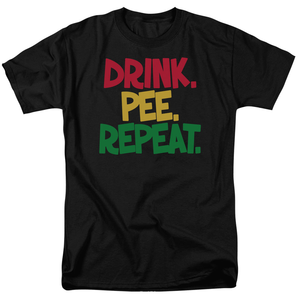 Drink, Pee, Repeat Mens T Shirt Black Officially Licensed