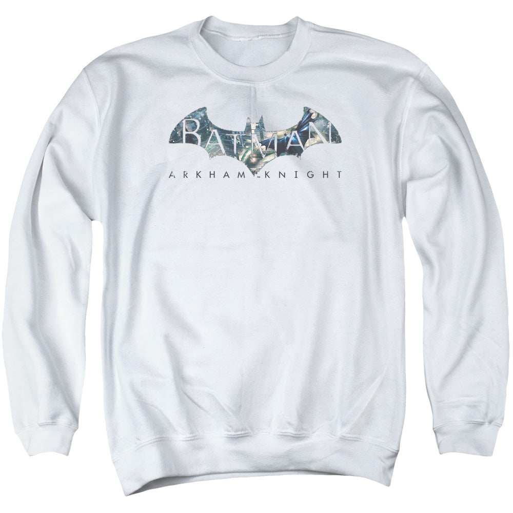 Batman Arkham Knight Descending Logo Mens Crewneck Sweatshirt White Officially Licensed