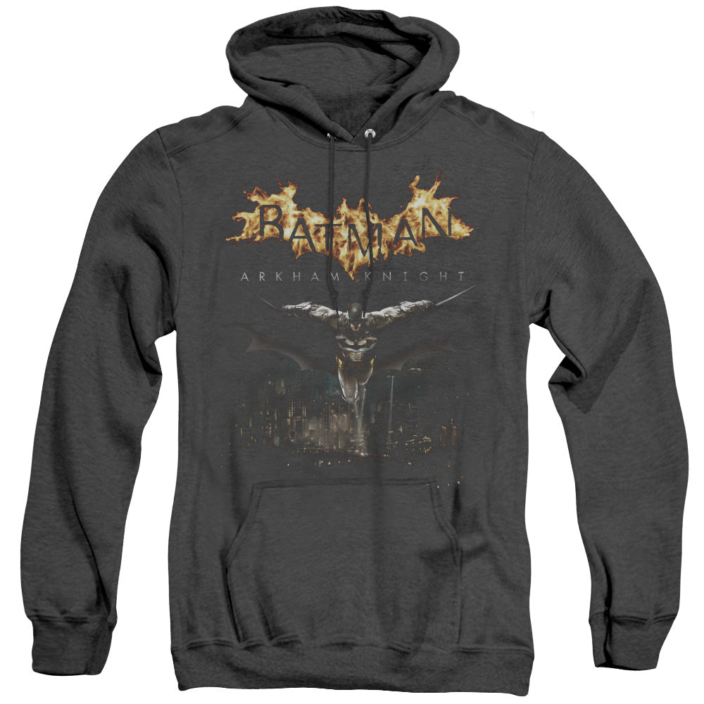 Batman Arkham Knight City Watch Heather Mens Hoodie Black Officially Licensed