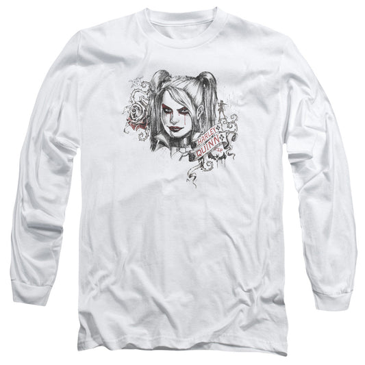 Batman Arkham Knight Sketchy Girl Mens Long Sleeve Shirt White Officially Licensed