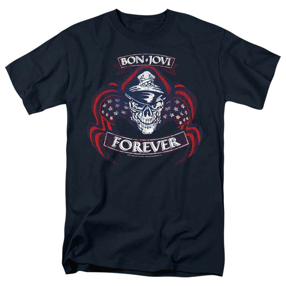 Bon Jovi Forever Skull Mens T Shirt Navy Officially Licensed