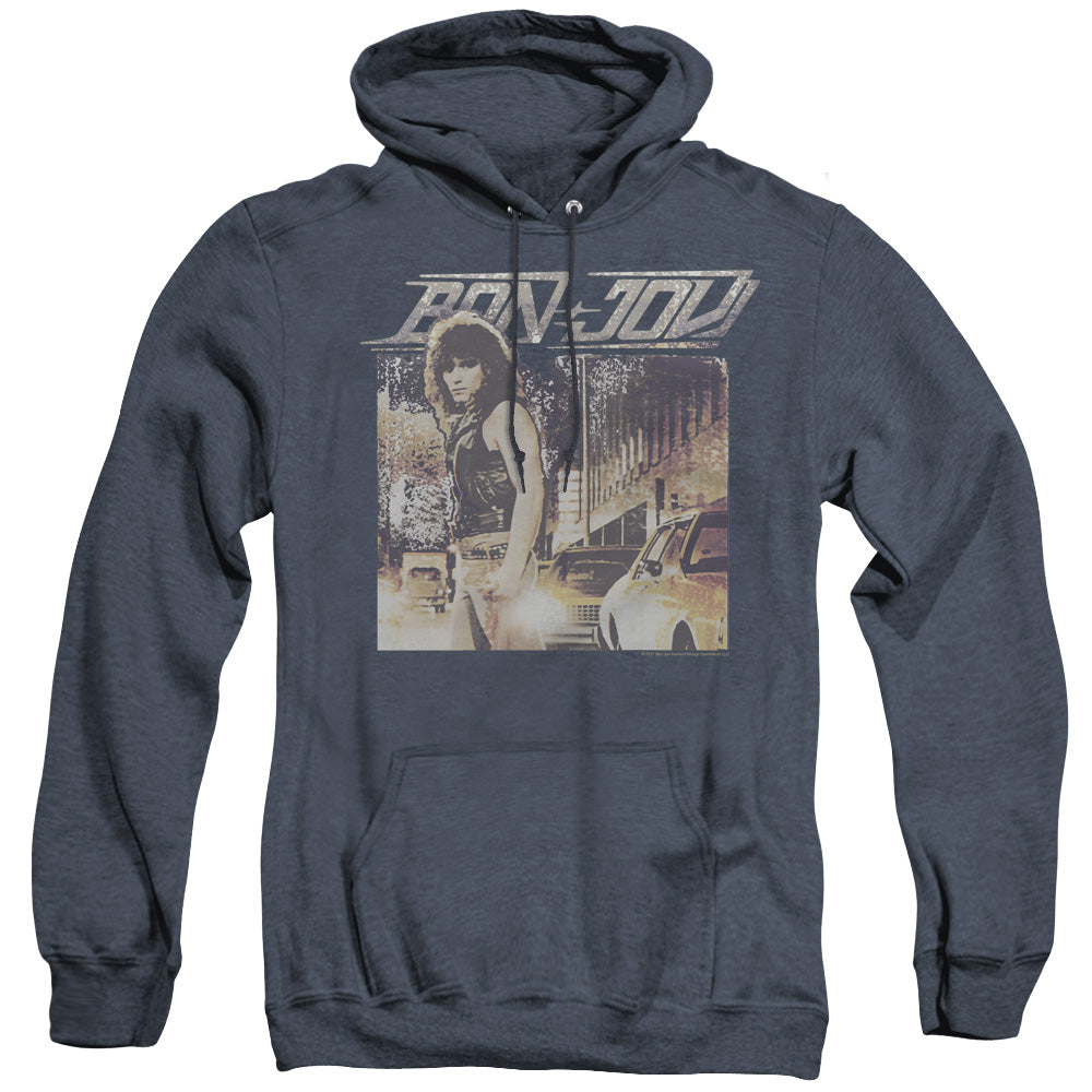 Bon Jovi Runaway Jon Heather Mens Hoodie Navy Officially Licensed