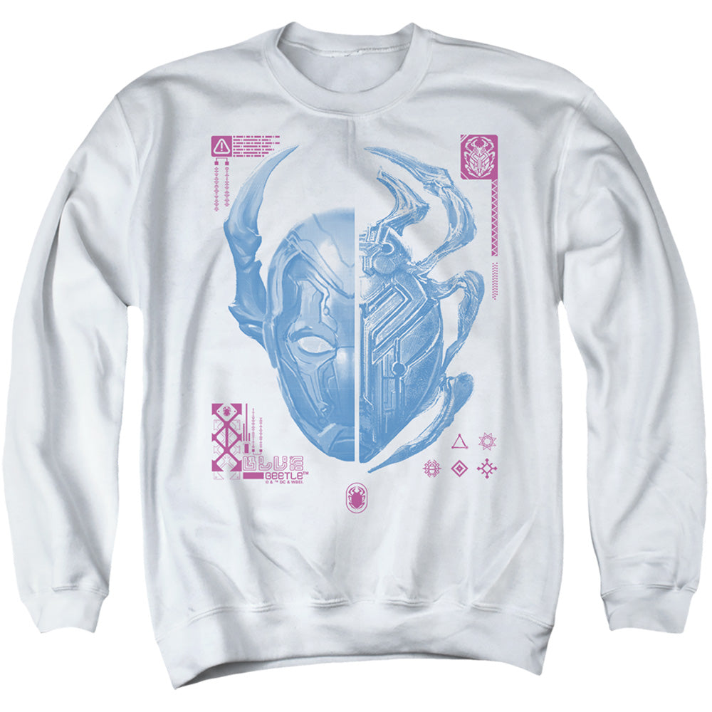Blue Beetle (2023) Split Beetle Mens Crewneck Sweatshirt White Officially Licensed