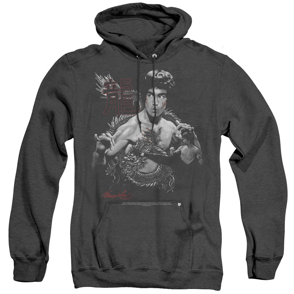 Bruce Lee The Dragon Heather Mens Hoodie Black Officially Licensed