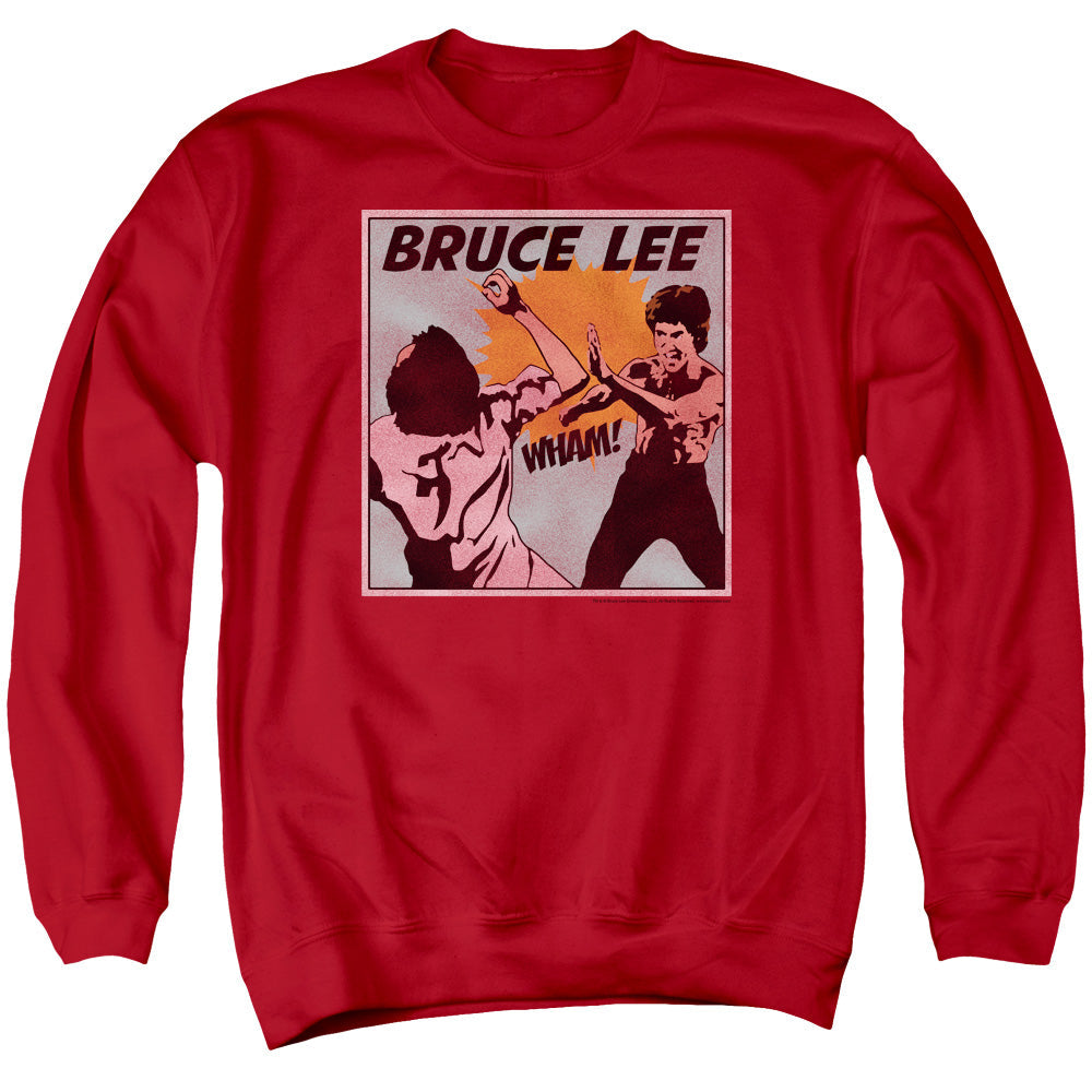 Bruce Lee Comic Panel Mens Crewneck Sweatshirt Red Officially Licensed