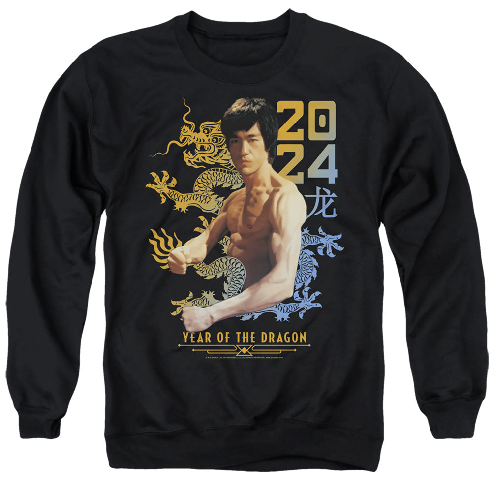Bruce Lee Two Tone Year Of The Dragon Mens Crewneck Sweatshirt Black Officially Licensed