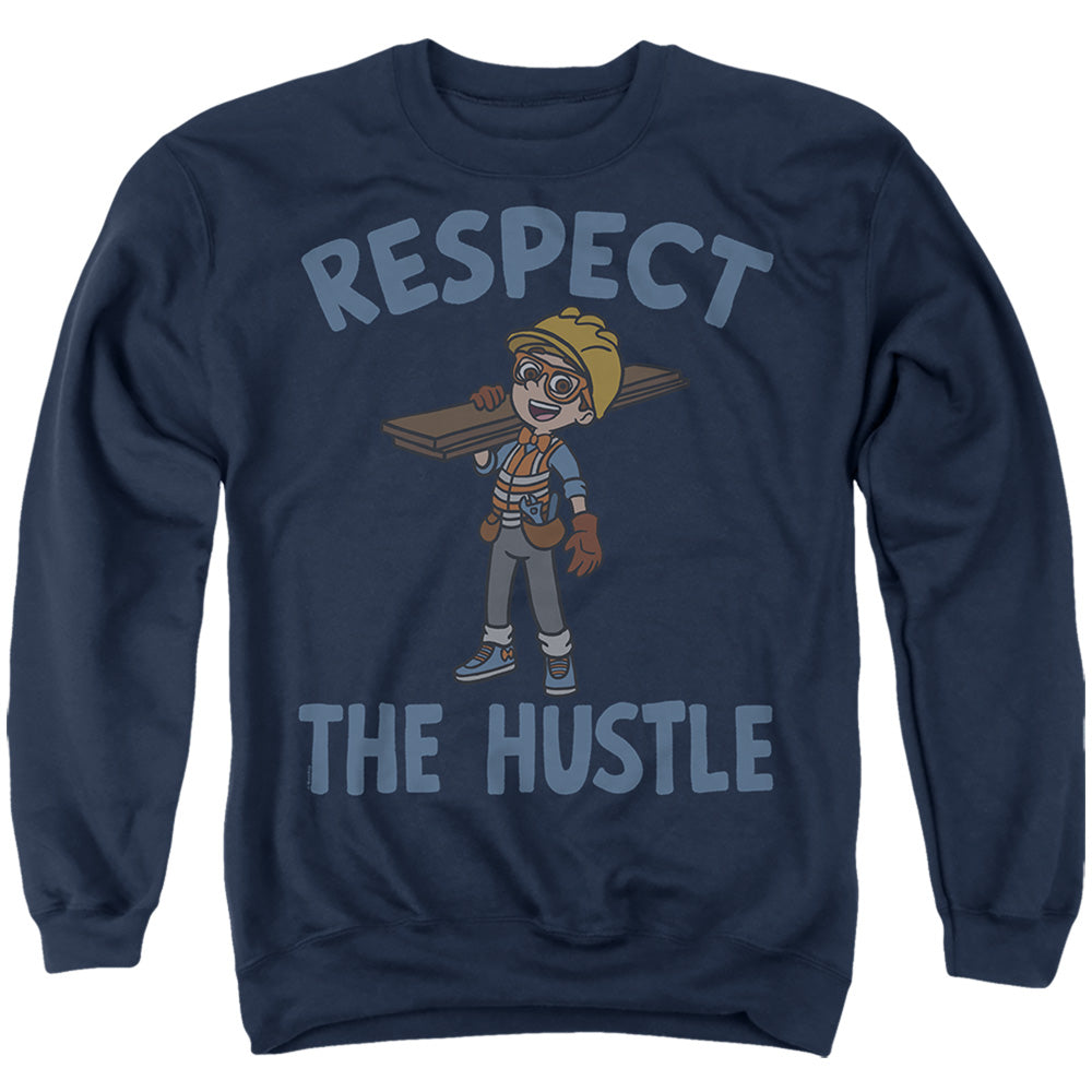 Blippi Respect The Hustle Mens Crewneck Sweatshirt Navy Officially Licensed