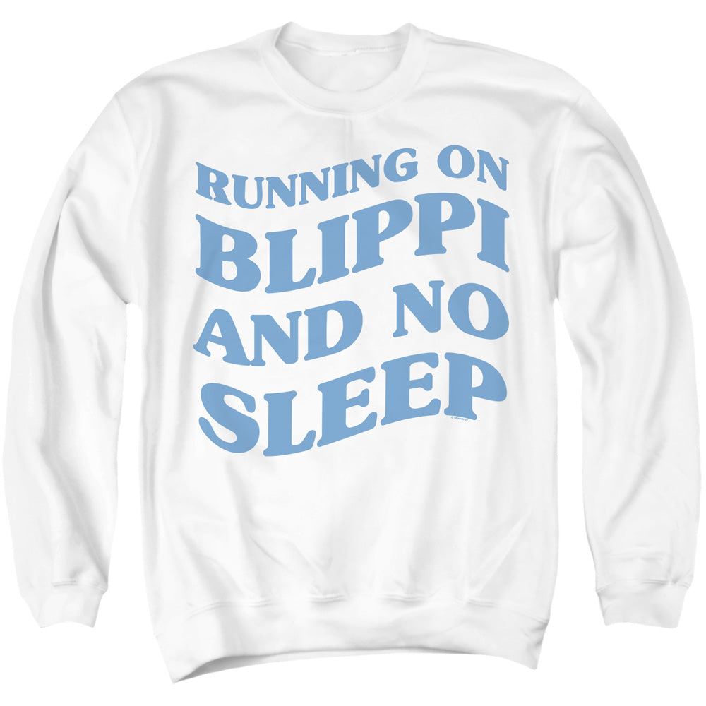 Blippi Running On Blippi And No Sleep Mens Crewneck Sweatshirt White Officially Licensed