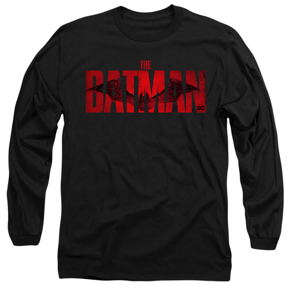 The Batman Crimson Drawn Bat Logo Mens Long Sleeve Shirt Black Officially Licensed