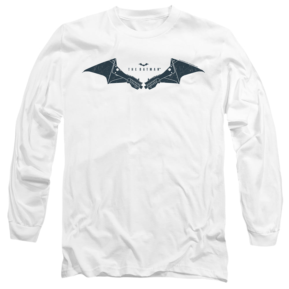 The Batman Mechanical Bat Logo Mens Long Sleeve Shirt White Officially Licensed