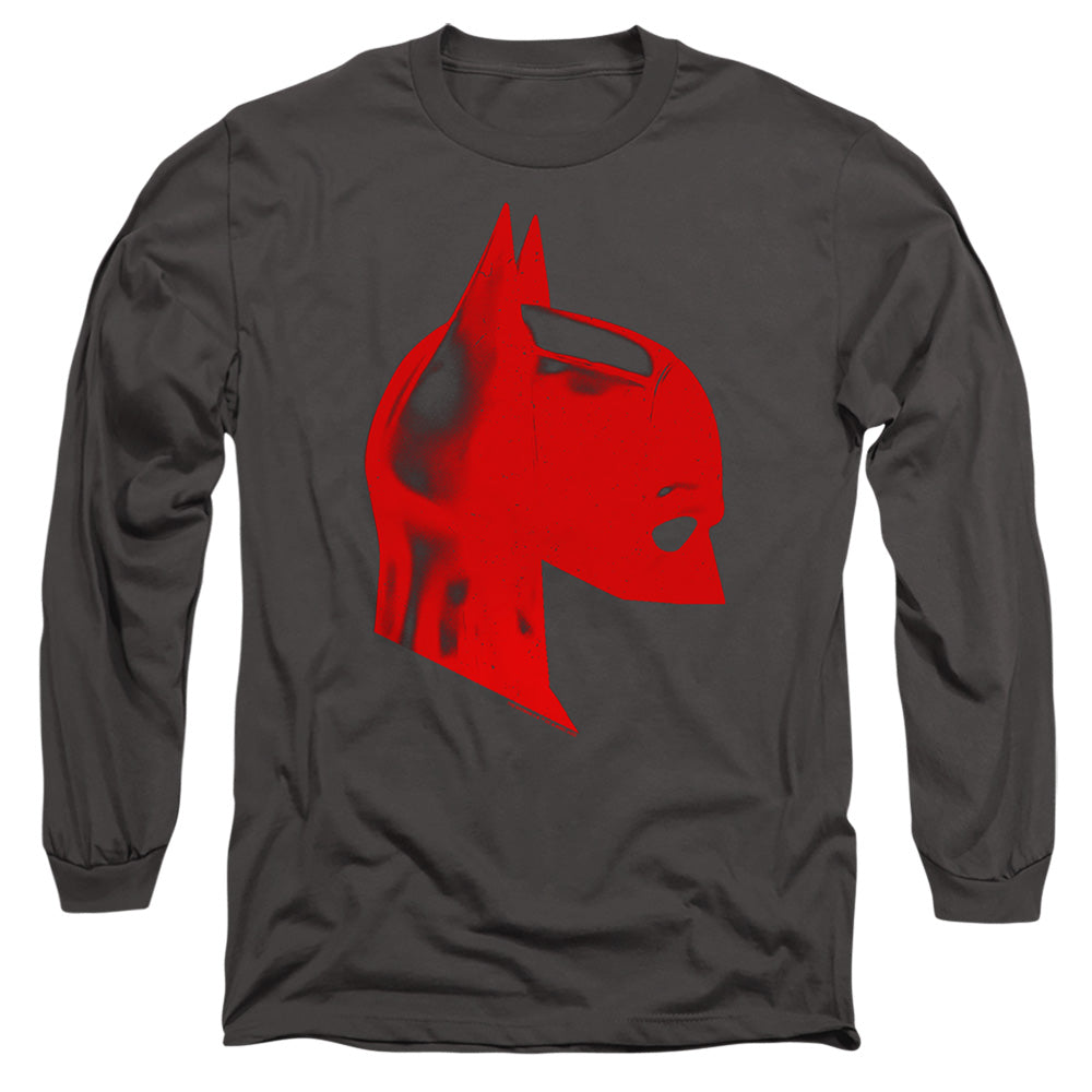The Batman Face Mask Mens Long Sleeve Shirt Charcoal Officially Licensed