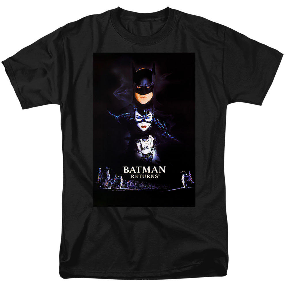 Batman Returns Batman Catwoman Penguin Poster Mens T Shirt Black Officially Licensed