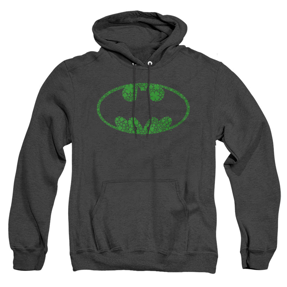 Batman St. Patrick'S Day Shamrock Logo Heather Mens Hoodie Black Officially Licensed