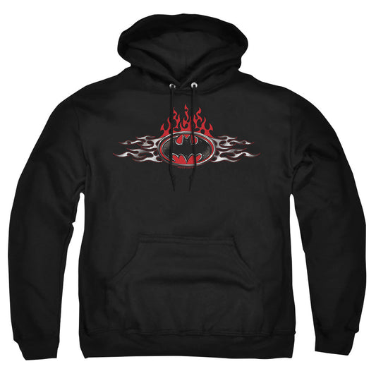 Batman Steel Flames Logo Mens Hoodie Black Officially Licensed
