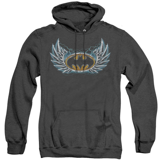 Batman Steel Wings Logo Heather Mens Hoodie Black Officially Licensed