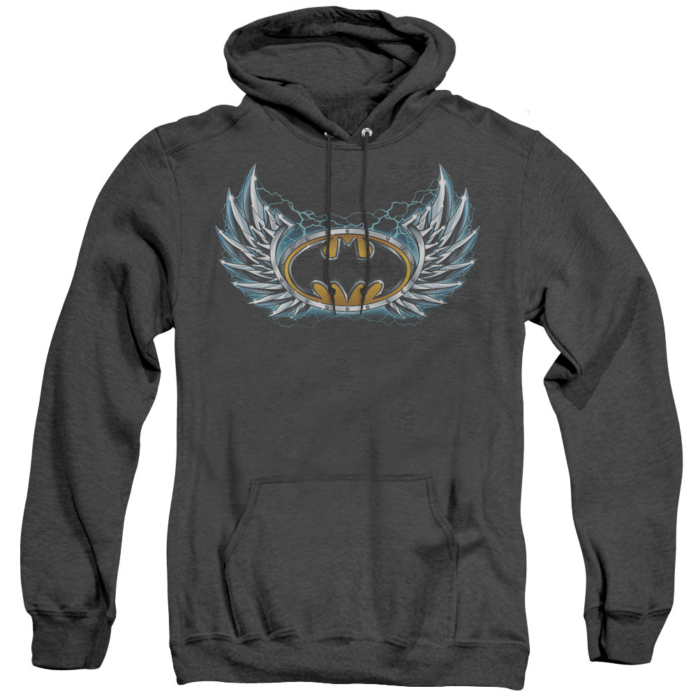 Batman Steel Wings Logo Heather Mens Hoodie Black Officially Licensed