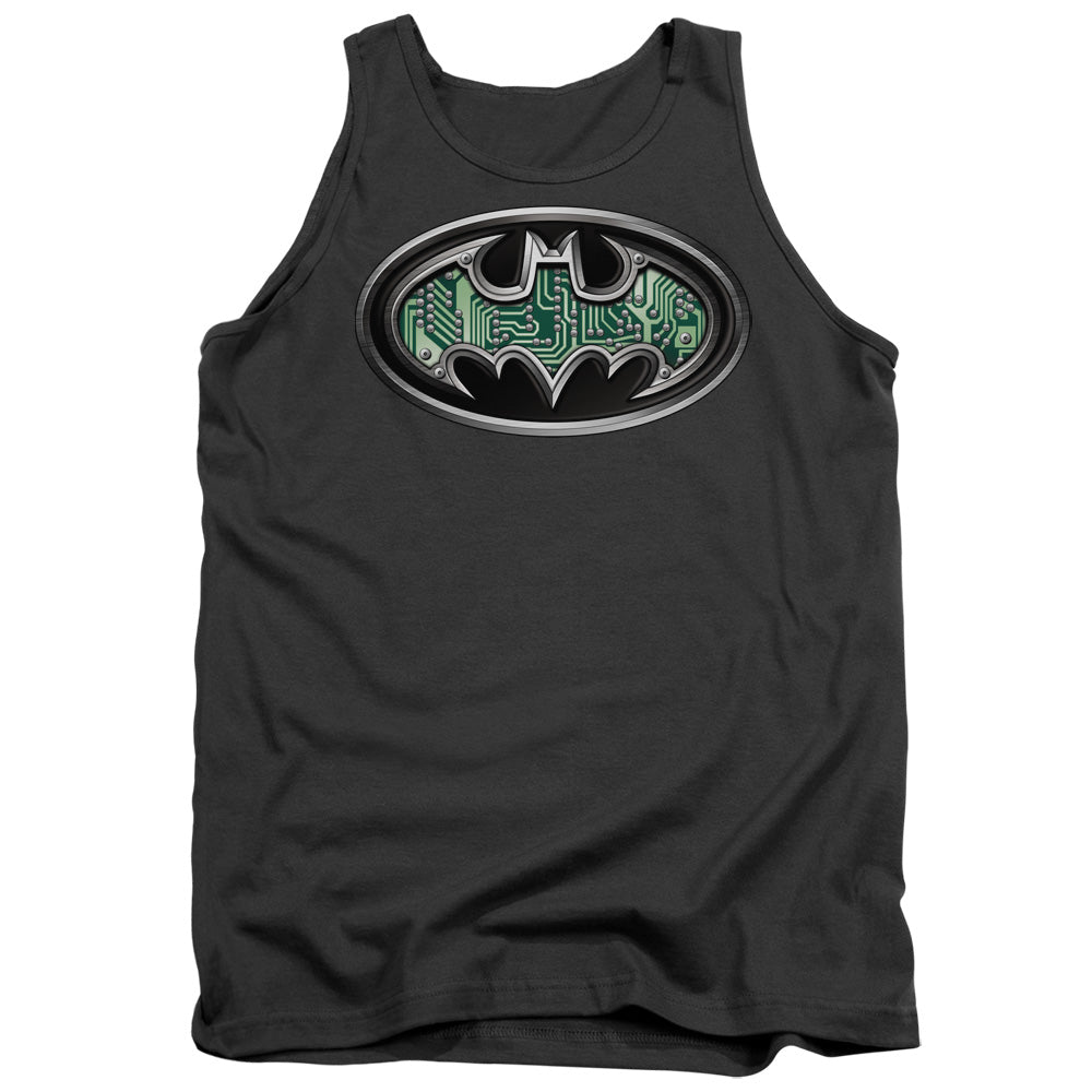 Batman Circuitry Shield Mens Tank Top Shirt Charcoal Officially Licensed