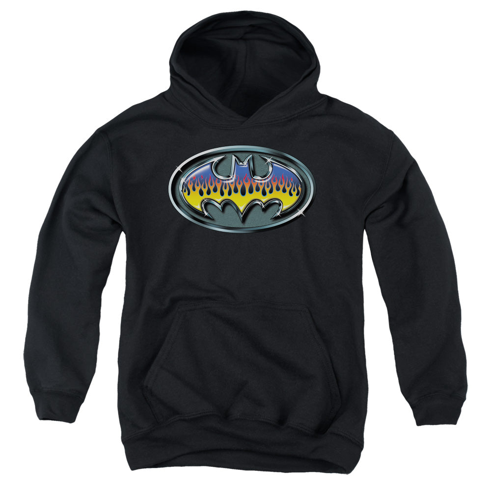 Batman Hot Rod Shield Kids Youth Hoodie Black Officially Licensed