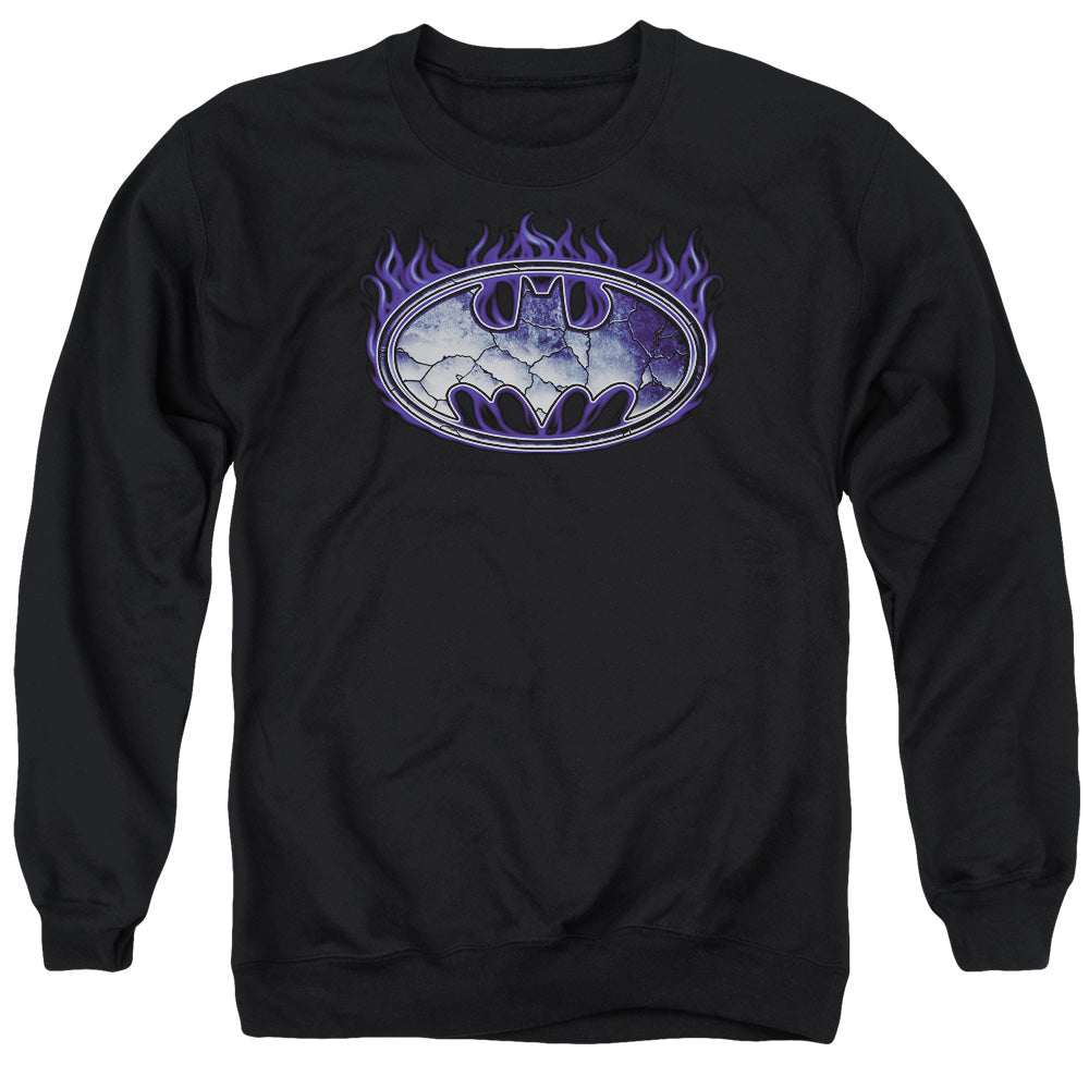 Batman Cracked Shield Mens Crewneck Sweatshirt Black