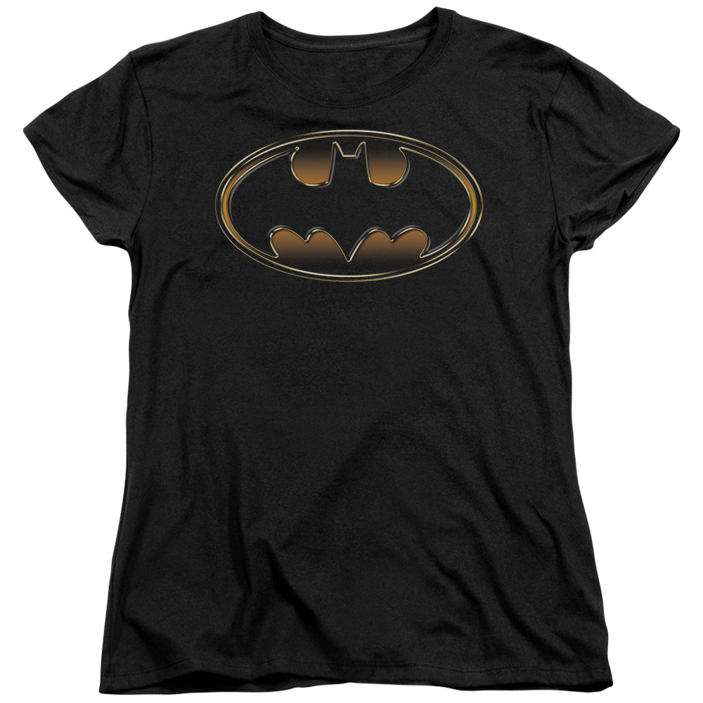 Batman Black & Gold Embossed Womens T Shirt Black Officially Licensed