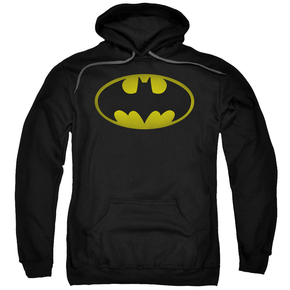 Batman Washed Bat Logo Mens Hoodie Black Officially Licensed