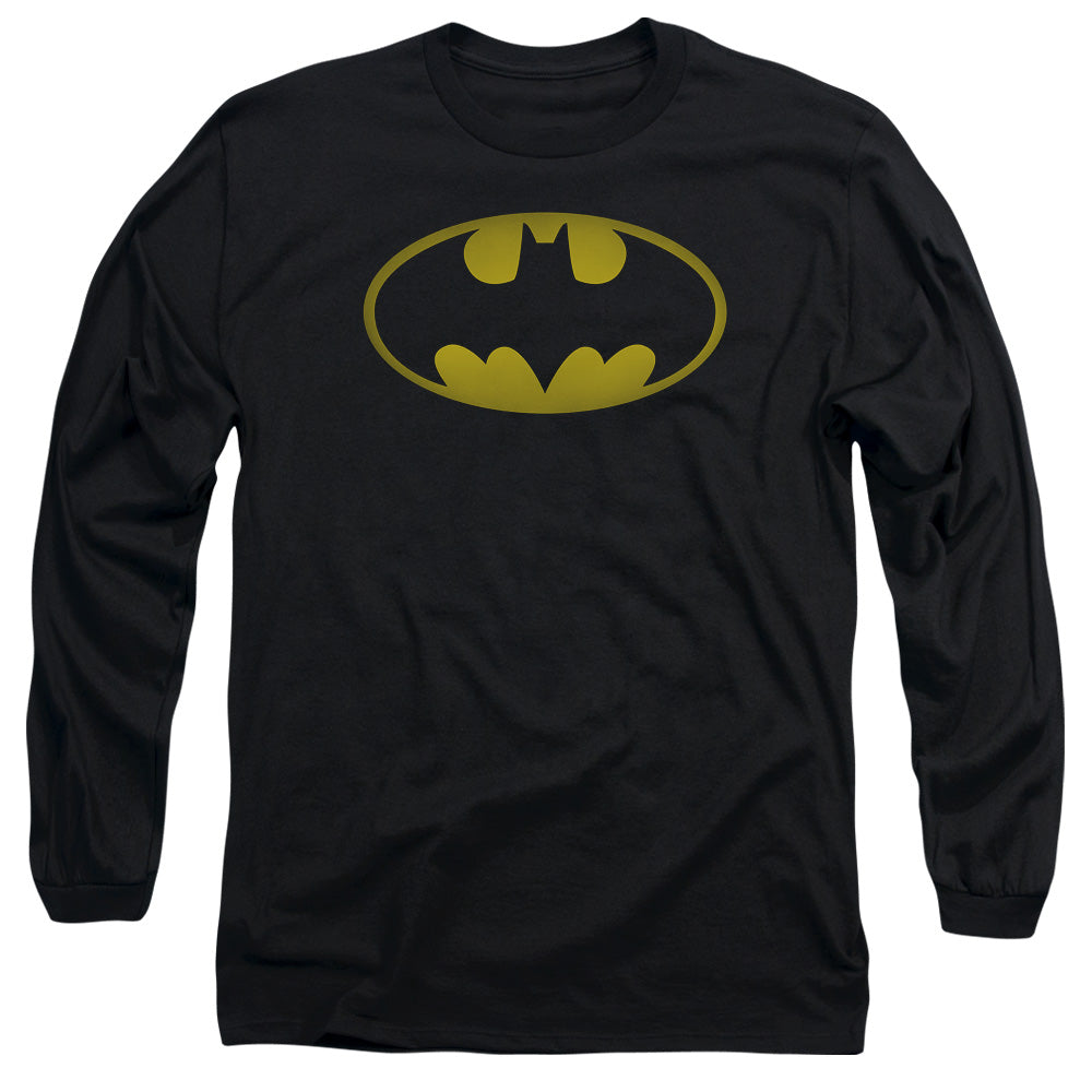 Batman Washed Bat Logo Mens Long Sleeve Shirt Black Officially Licensed