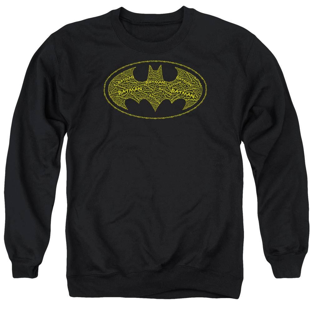 Batman Type Logo Mens Crewneck Sweatshirt Black