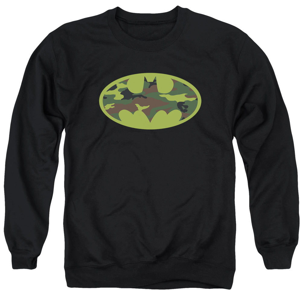 Batman Camo Logo Mens Crewneck Sweatshirt Black
