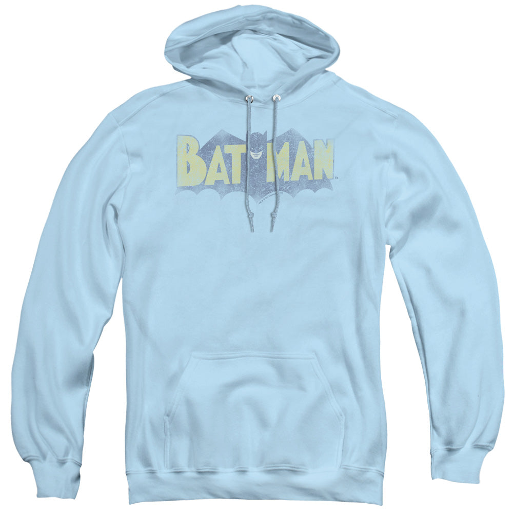 Batman Vintage Logo Mens Hoodie Light Blue Officially Licensed