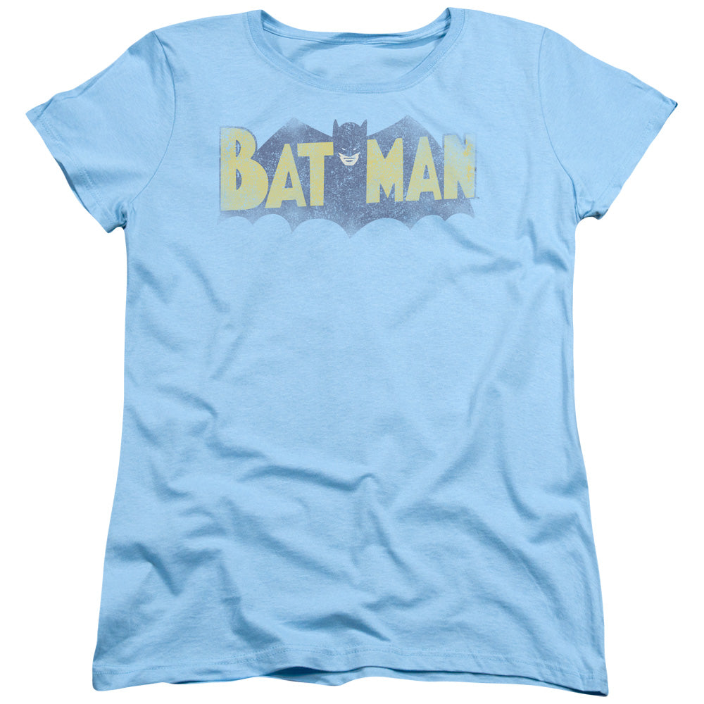 Batman Vintage Logo Womens T Shirt Light Blue Officially Licensed