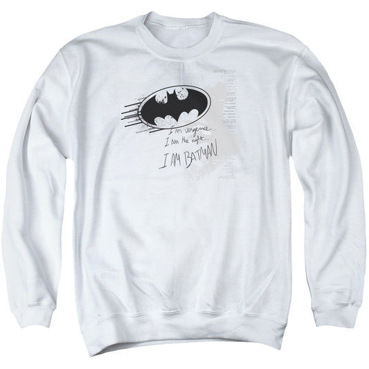 Batman I Am Vengeance Mens Crewneck Sweatshirt White