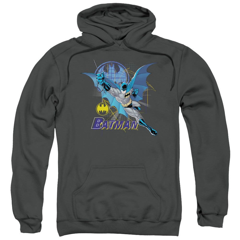 Batman Cape Outstretched Mens Hoodie Charcoal Officially Licensed