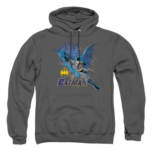 Batman Cape Outstretched Mens Hoodie Charcoal Officially Licensed