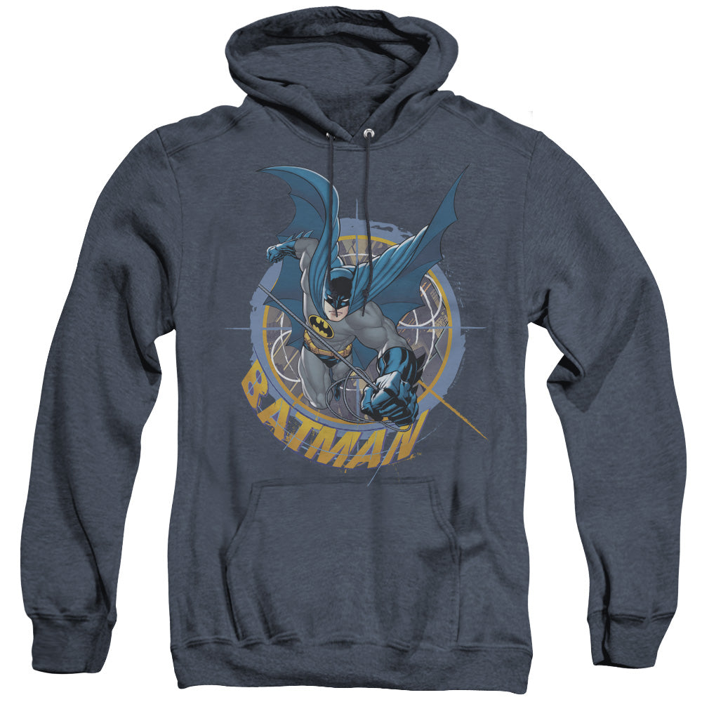 Batman In The Crosshairs Heather Mens Hoodie Navy Officially Licensed