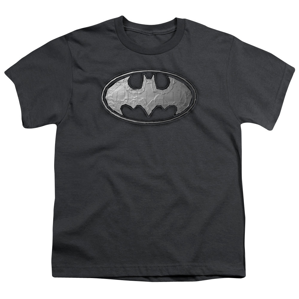 Batman Duct Tape Logo Kids Youth T Shirt Charcoal Officially Licensed